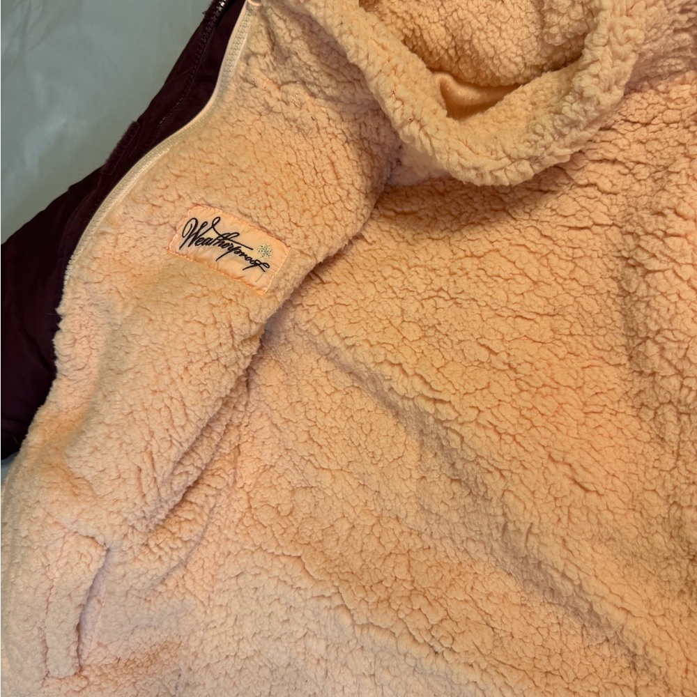 Weatherproof Maroon Puffer Jacket with Faux Fur Hood - Picture 6 of 7